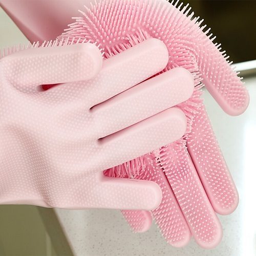 Силиконовые перчатки с ворсинками
