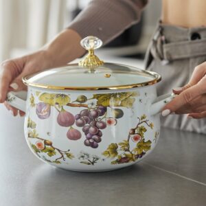 Кастрюля эмалированная с крышкой 4,5 л «Виноград»