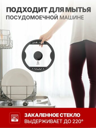 Крышка для сковороды/ кастрюли 24 см (стеклянная, со сливом)