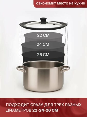 Крышка для сковороды/ кастрюли 22/ 24 / 26 см